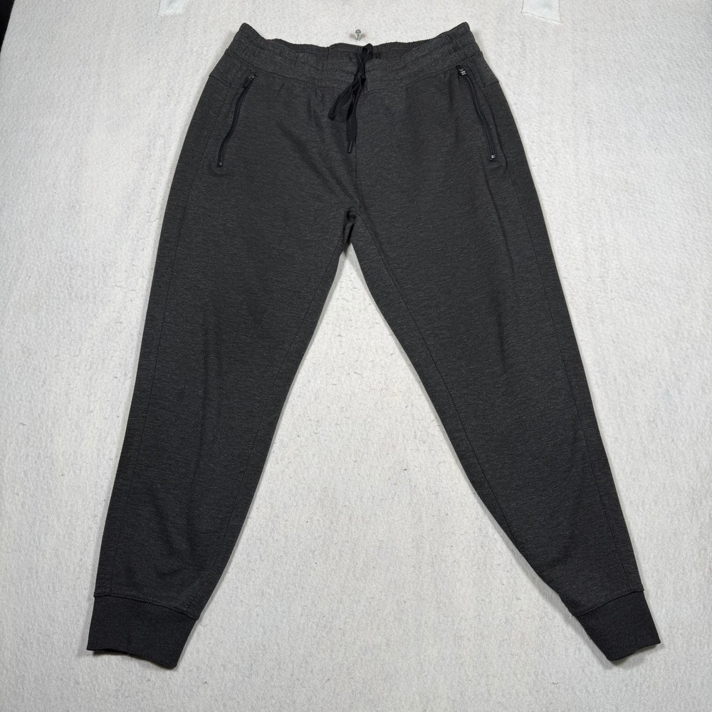 90 Degree by Reflex Mens Joggers Charcoal Heather Gray Zipper Pockets Size L